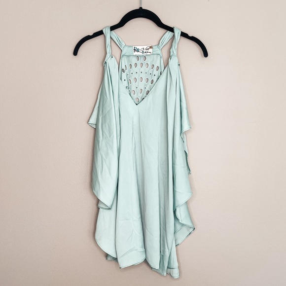 Racerback Tank with Eyelet Back Detail | Light Sage | Size Medium - Picture 1 of 2